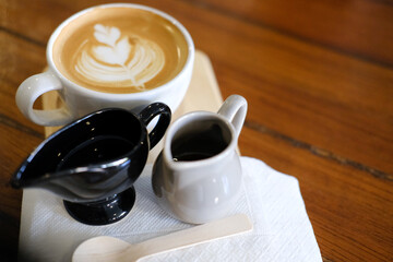 hot cappuccino mocha coffee with latte art