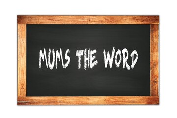 MUMS  THE  WORD text written on wooden frame school blackboard.