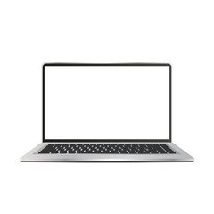 Modern glossy laptop with white screen. For advertising design. Isolated over white background. Vector eps10