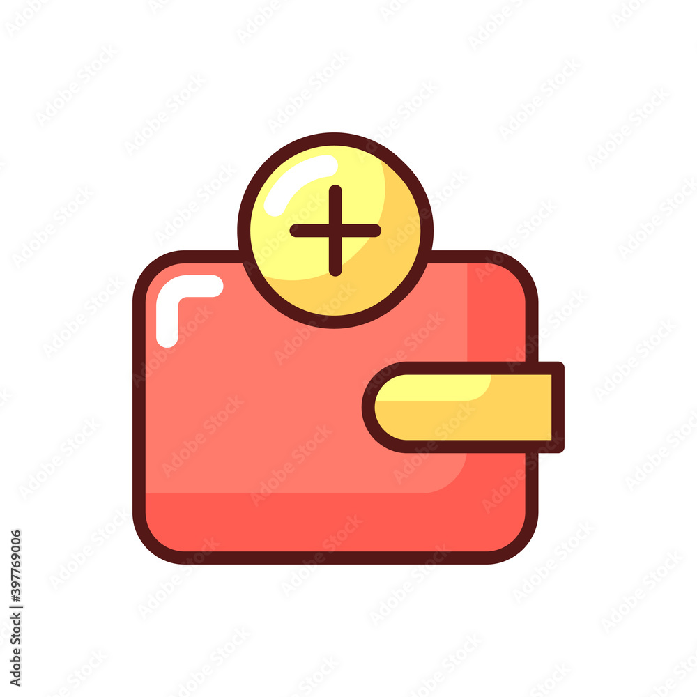 Poster wallet app rgb color icon. tracking money spending. mobile wallet passes. sync with banks. uniting f