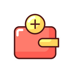 Obraz premium Wallet app RGB color icon. Tracking money spending. Mobile wallet passes. Sync with banks. Uniting finances. Building budgets. Personal finance planner. Saving money. Isolated vector illustration