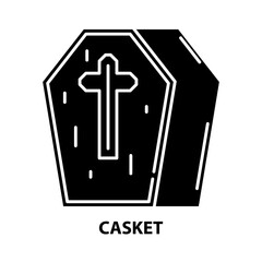 casket icon, black vector sign with editable strokes, concept illustration