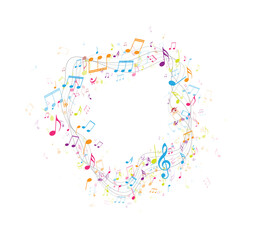 Colorful music notes background isolated on white © radenmas