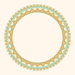 Ethnic geometric frame vector. A symmetrical round color ornament.