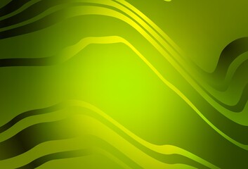 Light Green, Yellow vector background with curved lines.