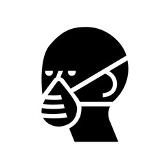 Wear Mask Black Icon, Vector Illustration, Isolate On White Background Label. EPS10