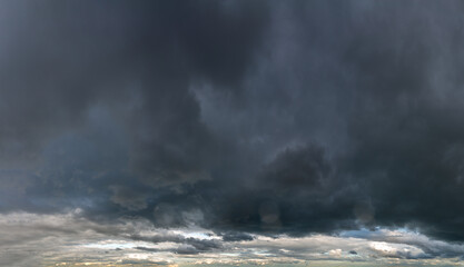 Fantastic dark thunderclouds, sky panorama