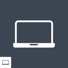 Laptop Related Vector Glyph Icon. Isolated on Black Background. Vector Illustration.