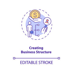 Fototapeta na wymiar Creating business structure concept icon. Corporate organization development. Startup management. Work strategy idea thin line illustration. Vector isolated outline RGB color drawing. Editable stroke