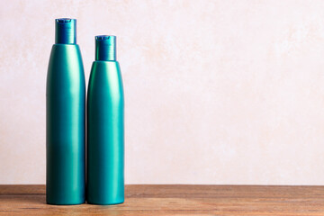 Bottles of shampoo and hair conditioner