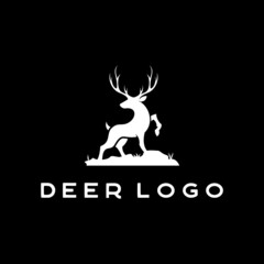 Deer Logo, Elegant deer buck stag antler silhouette logo design inspiration