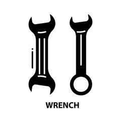 wrench symbol icon, black vector sign with editable strokes, concept illustration