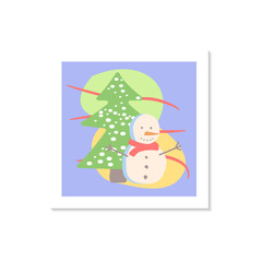 Seasonal winter holiday celebration social media post mockup with abstract elements. Advertising web banner design template. Layout with colourful graphic shapes. Square poster with flat illustrations