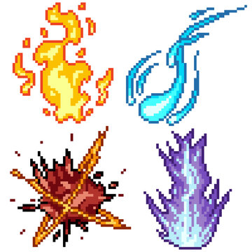 pixel art set isolated fantasy effect