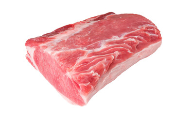 Piece of pork loin or pork chop isolated on white background.