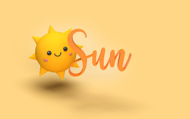 Illustration avec un le terme soleil. Concept des vacances et de l'été. Un soleil chaleureux, avec une positive attitude