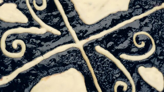 Czech traditional cake "kolac" turning around