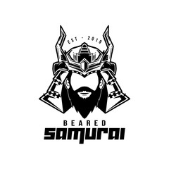 bearded samurai logo black and white.