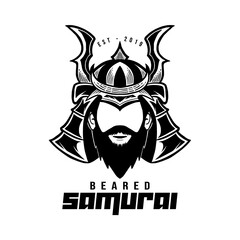 bearded samurai logo black and white.