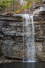 A close-up view of Awosting Falls in Lake Minnewaska State Park near New Paltz New York.