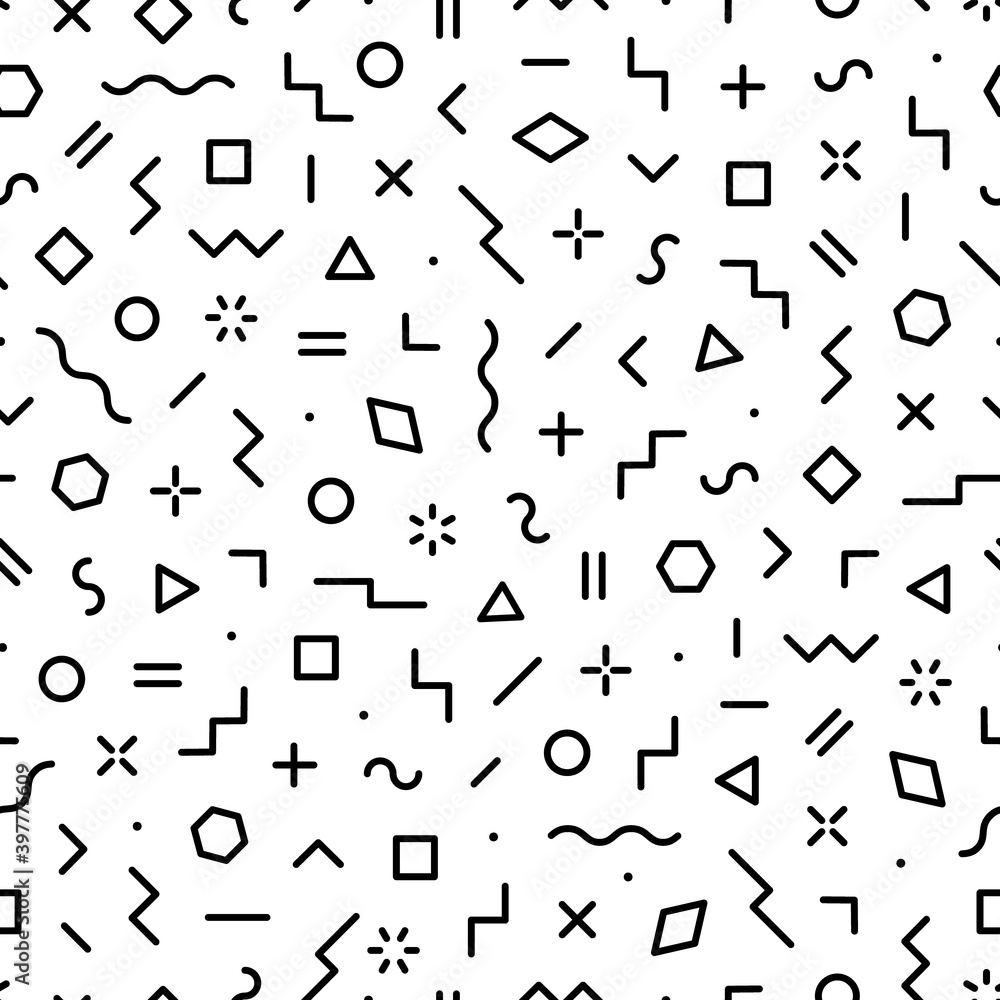 Poster geometric seamless pattern. abstract memphis elements. pattern for every day design. modern hipster 