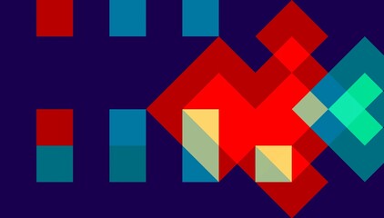 Background dark blue and red geometric shape mosaic illustration