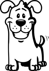 Happy little monster waving cartoon illustration