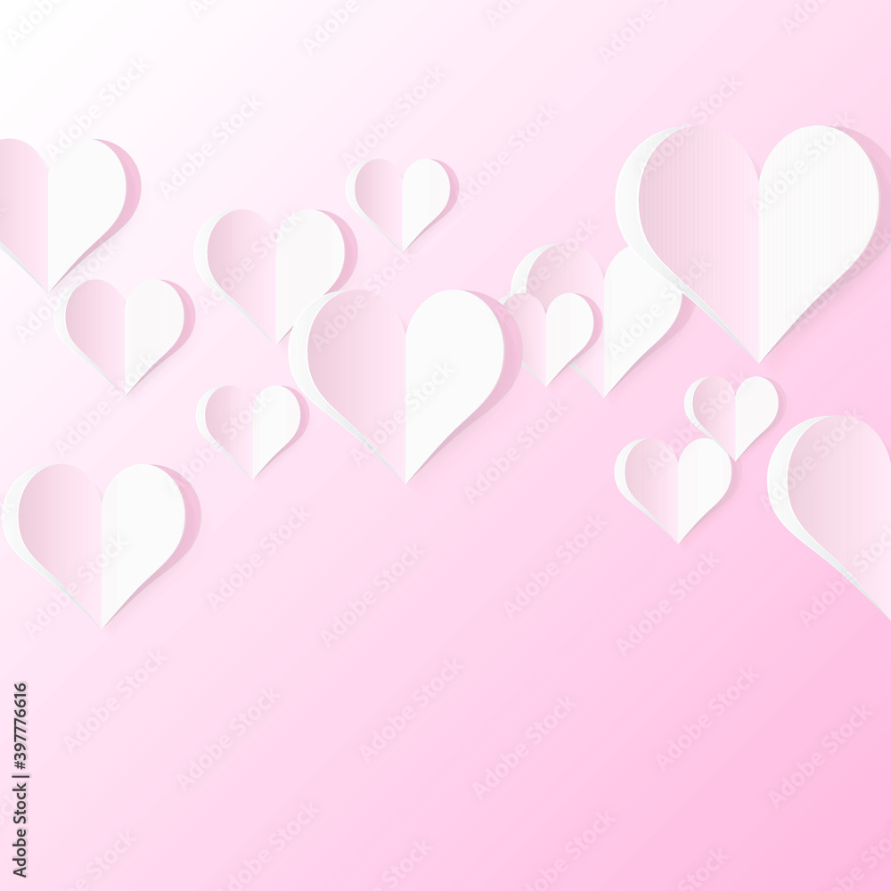 Poster high quality paper shape of heart on gradient background . poster of love for your design . isolated