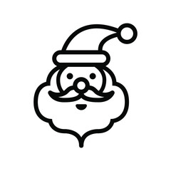 Santa Claus face line icon, Santa Claus head doodle vector illustration, Isolated on white background. eps 10