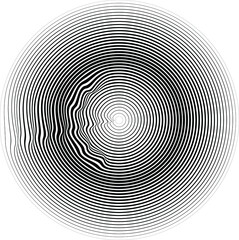 Flow Lines in Circle Form . Spiral Vector Illustration .Technology round Logo . Design element . Abstract Geometric shape . Striped border 