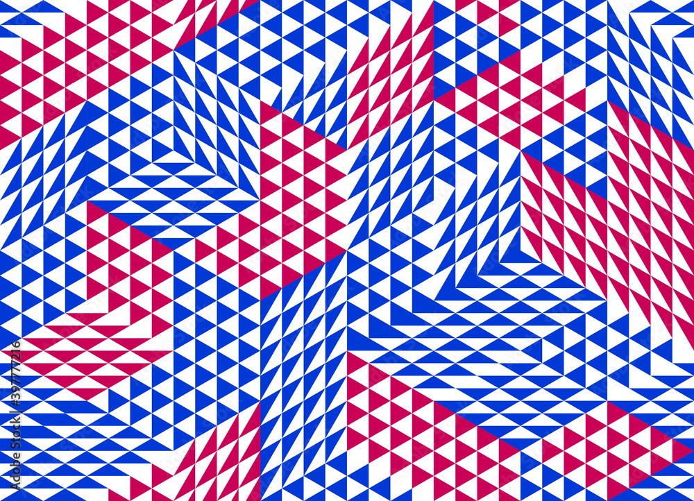Poster seamless isometric rhombus and triangles geometric pattern, 3d cubes vector tiling background, archi