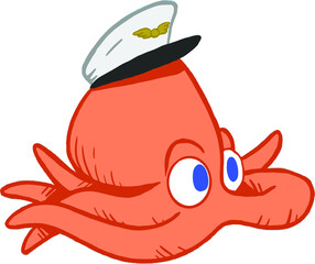 Happy little monster waving cartoon illustration