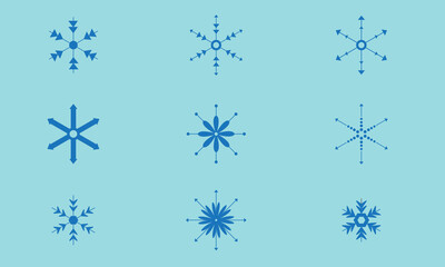 decorative, artistic, simple and minimalist snowflakes icons set