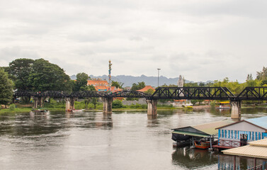 Fototapeta premium Kwai River Bridge in Kanchanaburi Thailand Asia