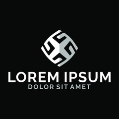 Initial letter G, G4 or 4G logo template with rounded square cross illustration in flat design monogram symbil