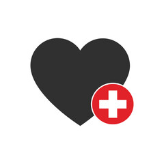 Obraz premium Heart sign web icon with plus glyph. Series buttons stone style.Vector illustration.