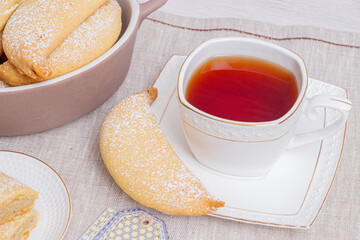 Banana cookies with cottage cheese on the kitchen table