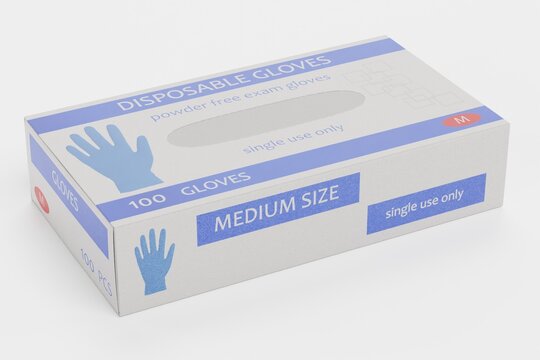 Realistic 3D Render of Disposable Gloves