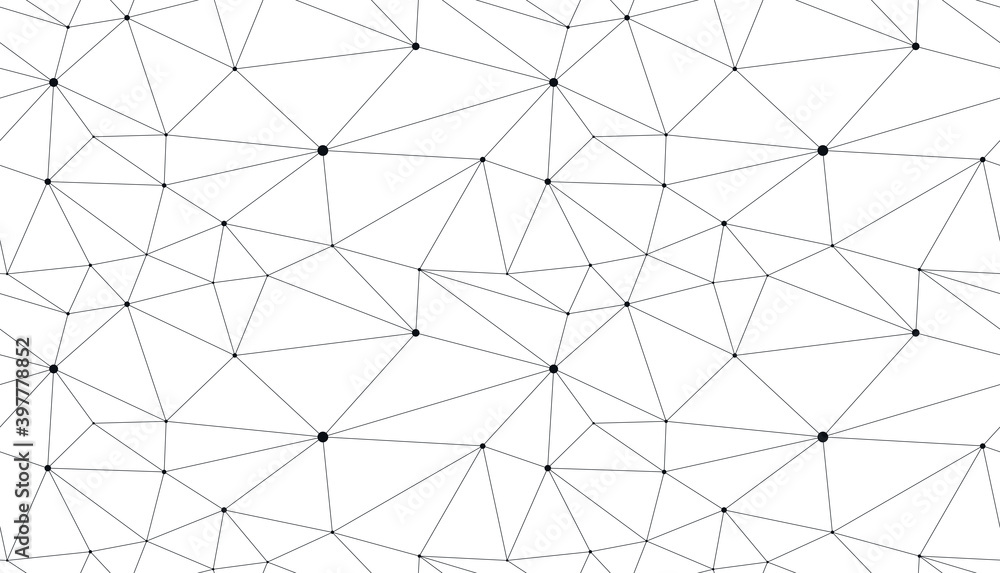 Aufkleber technology communication seamless vector pattern with connected thin lines, black and white monochro