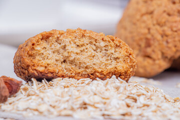 Oatmeal cookies with tea on the table