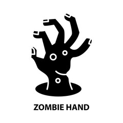 zombie hand icon, black vector sign with editable strokes, concept illustration