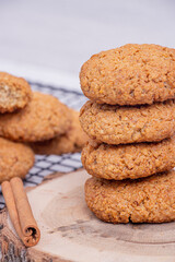 Oatmeal cookies with tea on the table