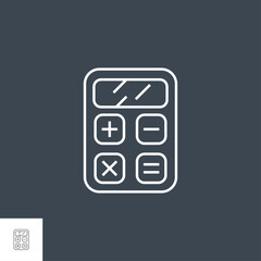 SEO Calculator Related Vector Thin Line Icon. Isolated on Black Background. Editable Stroke. Vector Illustration.