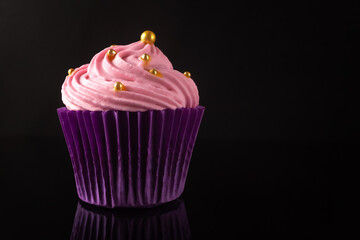 Chocolate muffin with airy cream - a very popular classic dessert