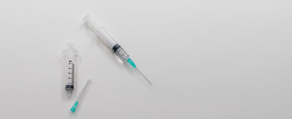 syringes on a white background. copy space