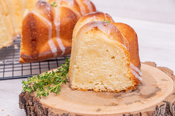 lemon cupcake with ginger on wood background