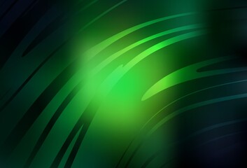 Dark Green vector pattern with curved lines.