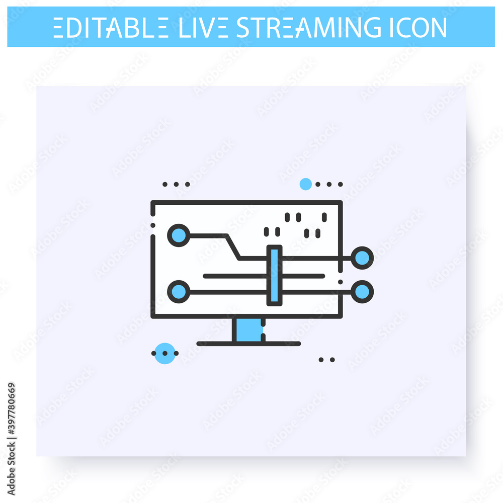 Poster web streaming data line icon. online video stream. blogging and broadcasting. internet broadcast, co