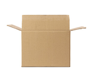 open cardboard rectangular box made of corrugated brown paper