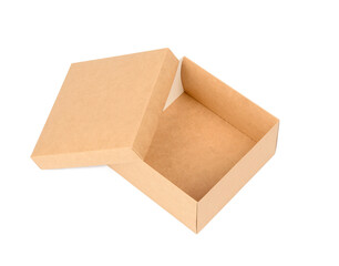 square brown cardboard box isolated on white background